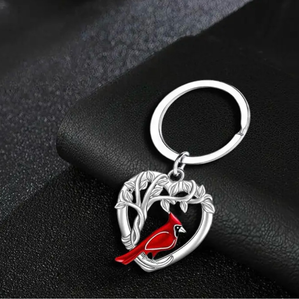Red and Silver Cardinal Keychain - Picture 5 of 6